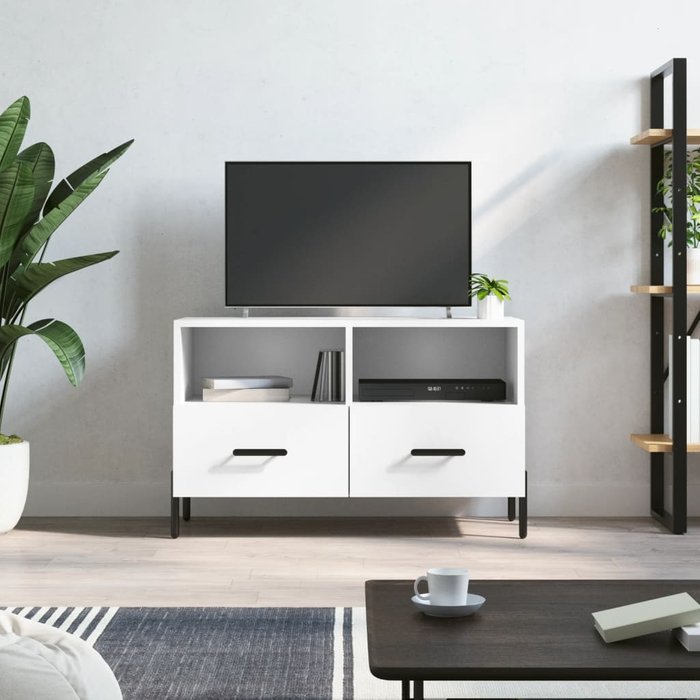 Mueble de tv blanco 80x36x50 cm madera de ingeniería