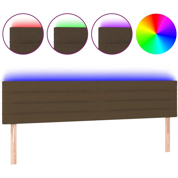 Cabecero cama - mueble cabecero con led de tela marrón oscuro 180x5x78/88 cm