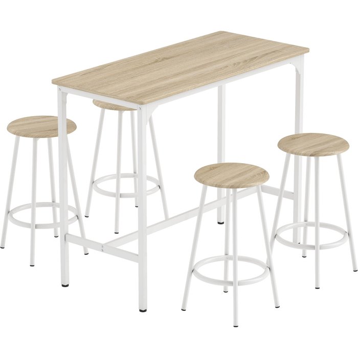 Muebles de bar homcom mdf, metal natural y blanco 110x50x89.5 cm 835-890v01nd