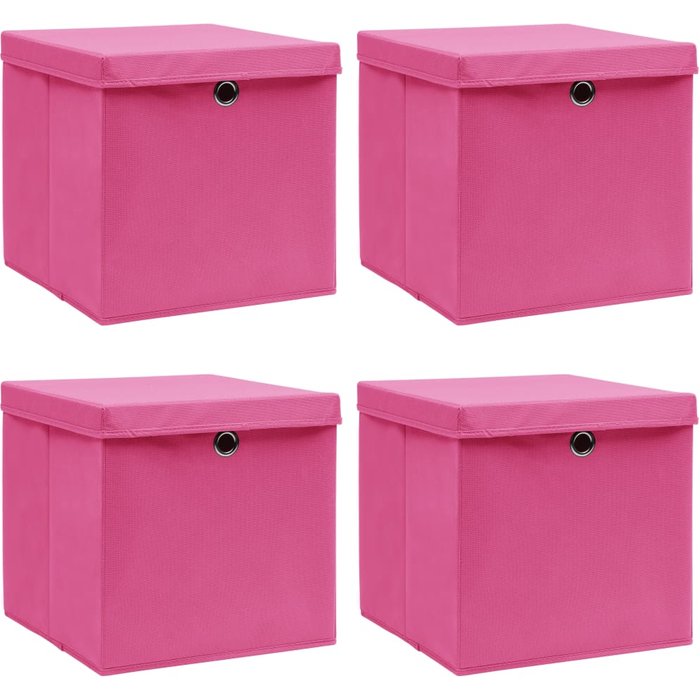 Maison exclusive - cajas de almacenaje con tapas 4 uds tela rosa 32x32x32 cm