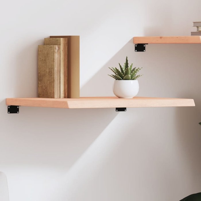 Estantería de pared de 60x50x(2-4) cm de madera maciza de roble sin tratar.