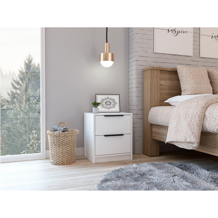 Tuhome mesa de noche washington con dos cajones grandes, color