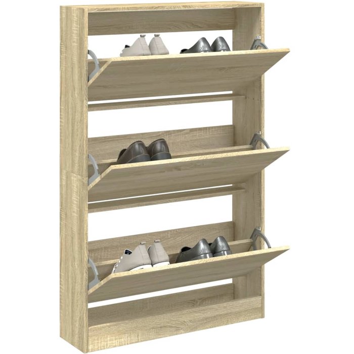 Zapatero sonoma de roble, 80x21x125,5 cm, madera de ingeniería.