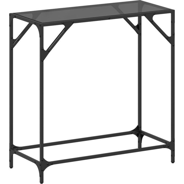 Mesa consola con tapa de cristal negro 80x35x81 cm acero