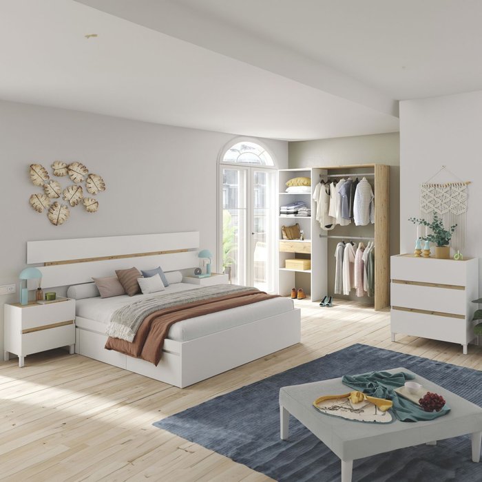 Cómoda ezra blanco artik (blanco mate) - roble nodi 79 x 90,5 x 41 cm