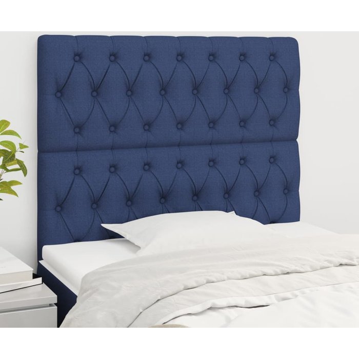 Cabeceros 2 unidades de tela azul 90x7x78/88 cm