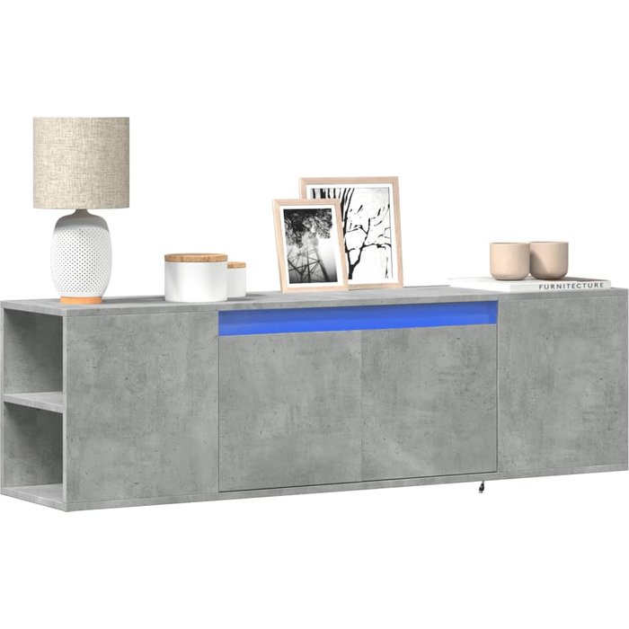 Mueble tv de pared con luces led gris hormigón 135x31x39,5 cm