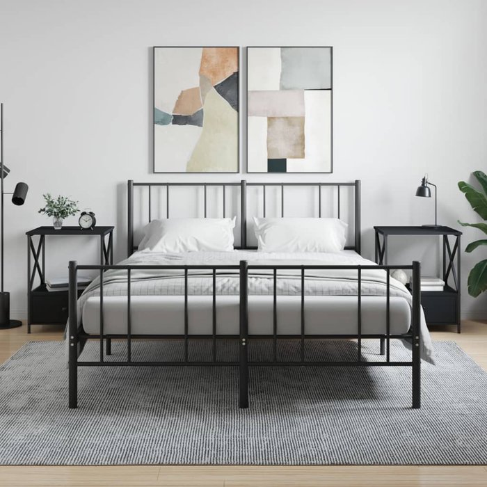 Mesitas de noche negras de 2 piezas, 50x41x65 cm, madera de ingeniería.