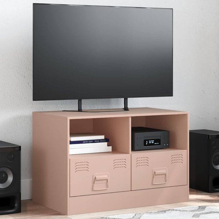 Mueble de tv rosa, 67x39x44 cm, acero