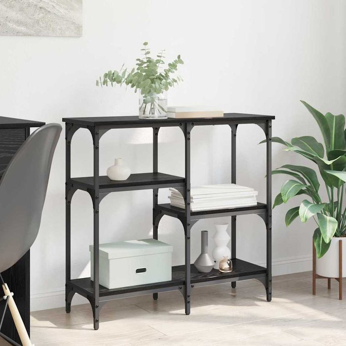 Mesa consola, roble negro, 80 x 29 x 75 cm, madera de ingeniería.