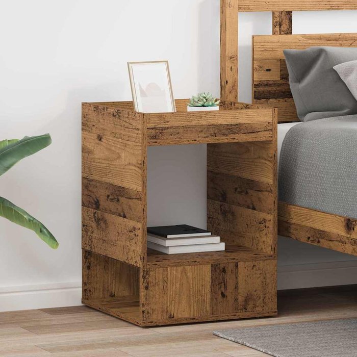 Mesita auxiliar, 2 piezas, madera antigua, 40 x 40 x 56 cm