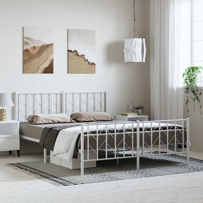 Estructura cama sin colchón con estribo metal blanco 193x203 cm vidaxl