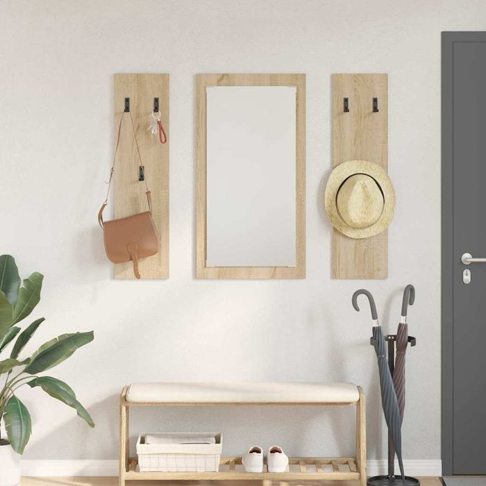 Perchero de pared, roble sonoma, 96 x 1,5 x 90 cm