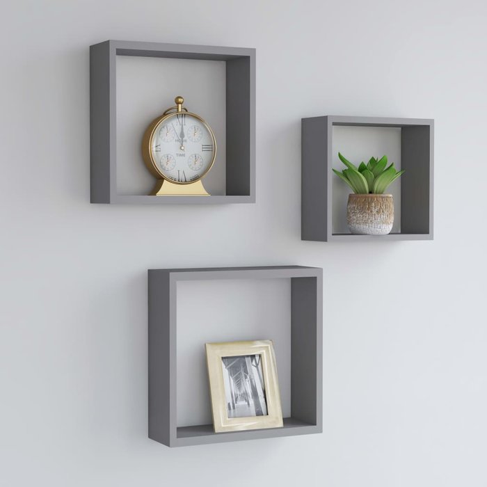 Maison exclusive - estantes cubo de pared 3 unidades mdf gris