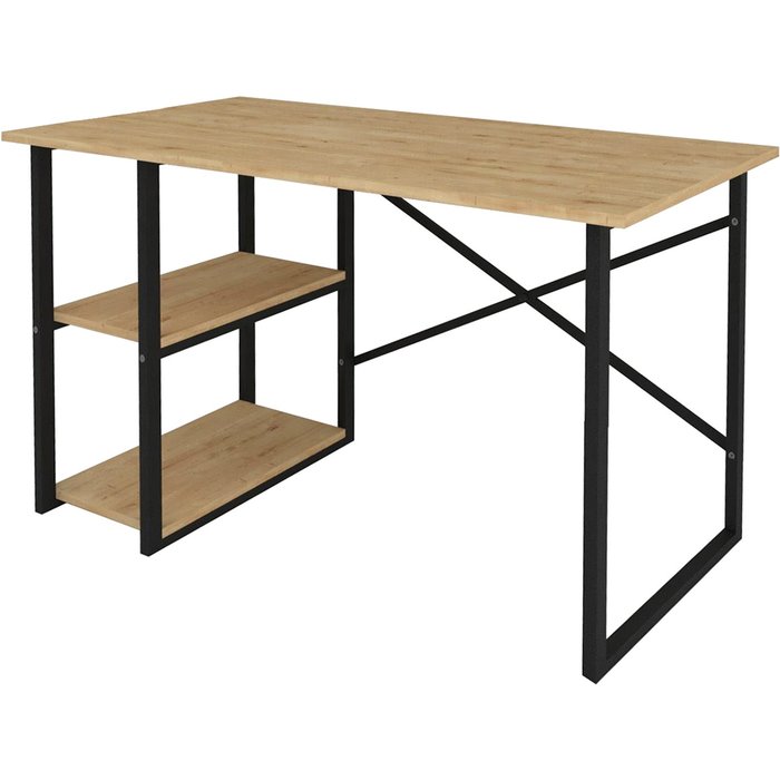 Venprodin - mesa escritorio base metal 2 estantes 75x120x60 safir