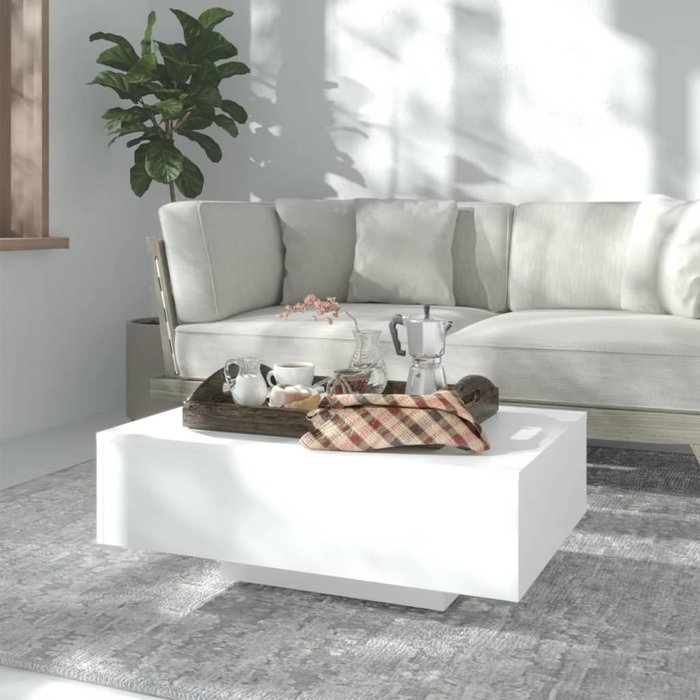 Mesa de centro aglomerado blanco 85x55x31 cm