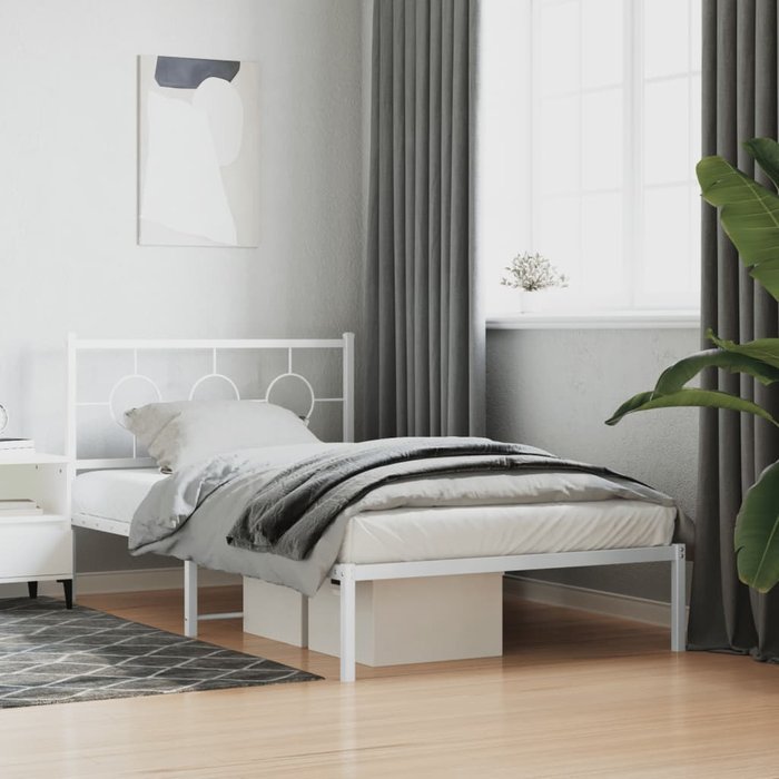 Estructura cama sin colchón con estribo metal blanco 107x203 cm vidaxl