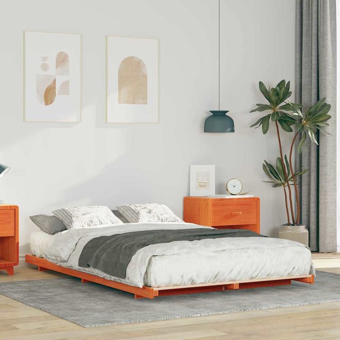 Estructura de cama marrón cera 140 x 190 cm vidaxl