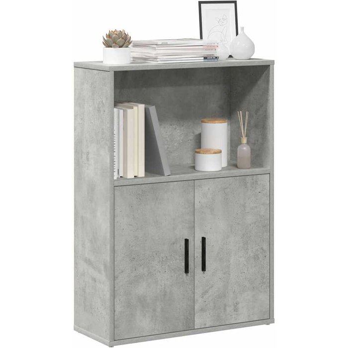 Librería gris hormigón 60x24x85 cm de madera contrachapada