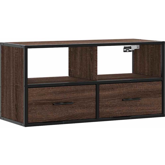 Mueble tv madera laminada y metal roble marrón 80x31x39,5 cm - comfortxl