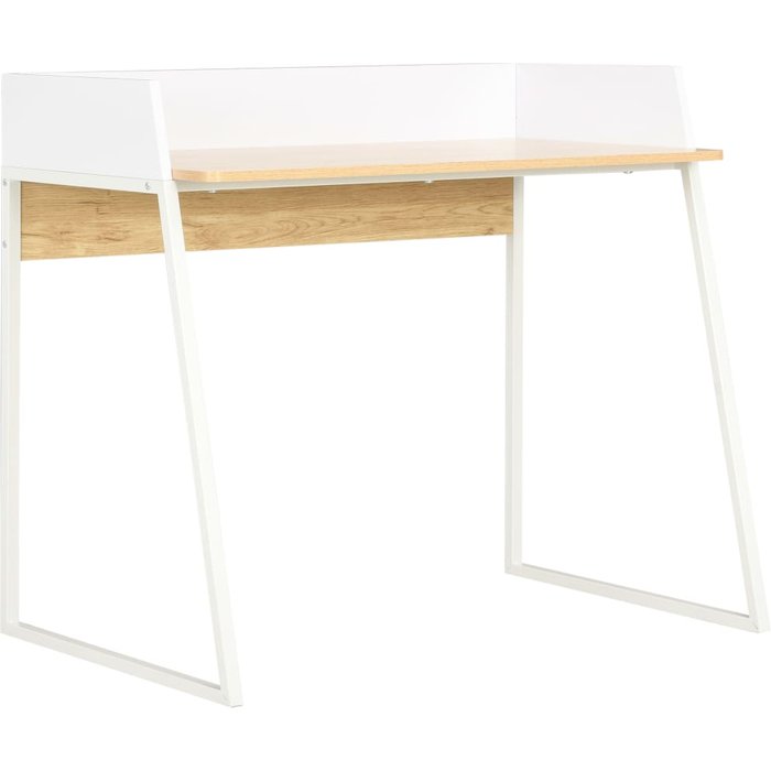 Escritorio blanco y roble 90x60x88 cm