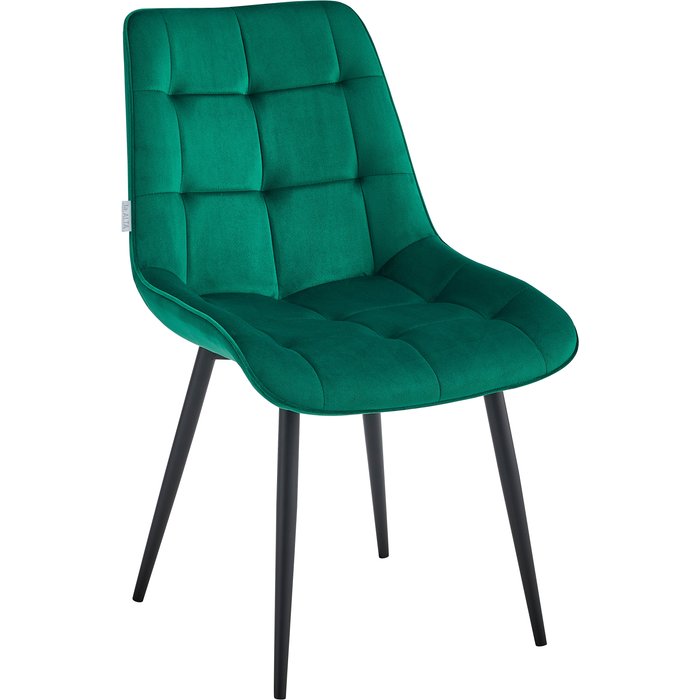 Silla de comedor miami emerald tejido velour con patas de metal negro