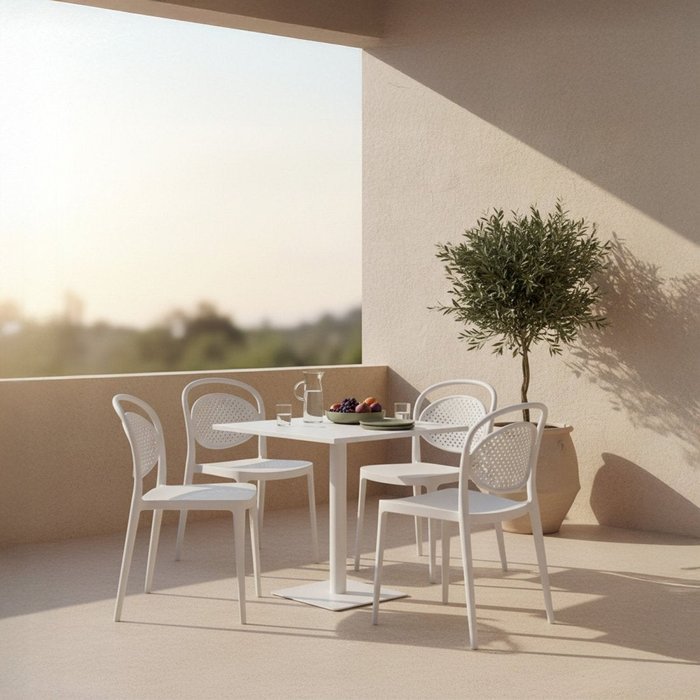 Packs 4 sillas polipropileno blanco 43 x 80 cm