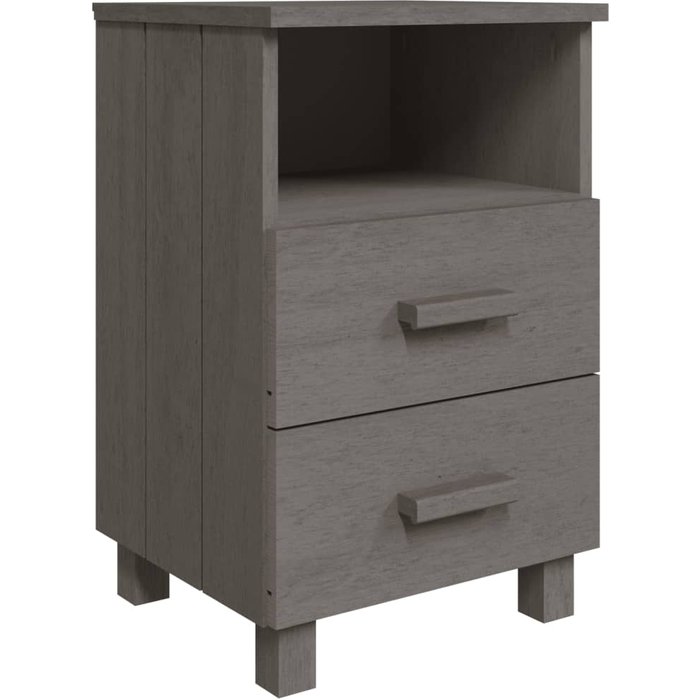 Mesita de noche hamar madera pino maciza gris claro 40x35x62 cm - comfortxl