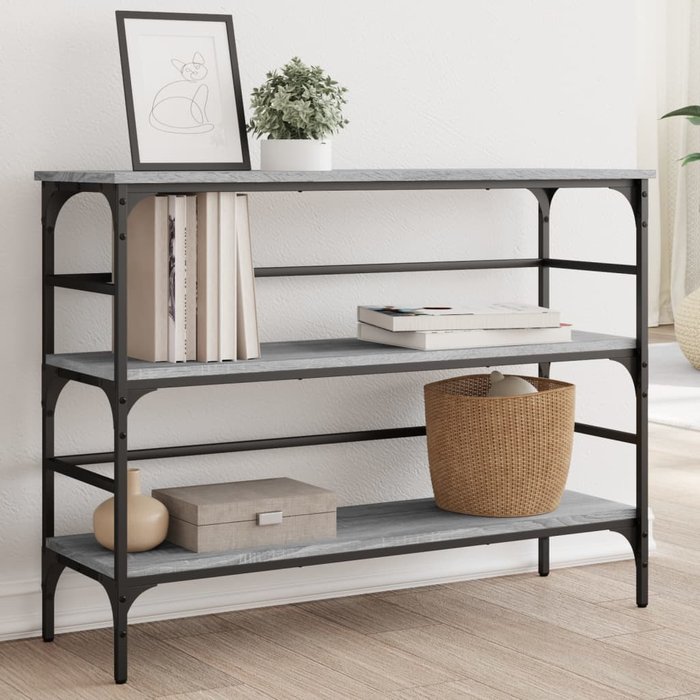Mesa consola sonoma gris de 100x32x75 cm, madera de ingeniería.