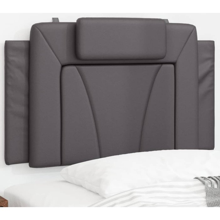 Cabecero de cama acolchado cuero sintético gris 90 cm - comfortxl