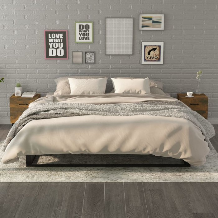 Maison exclusive - mesitas de noche 2 unidades color roble ahumado 40x35x47,5 cm