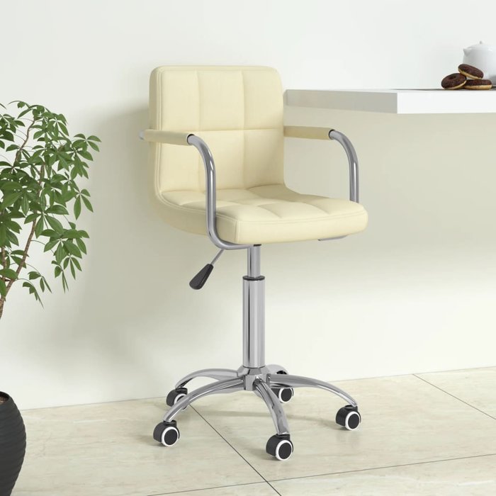 Silla de oficina giratoria tela crema