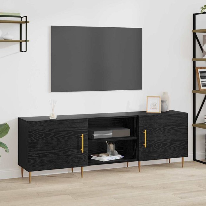 Mueble de tv, roble negro, 150 x 30 x 50 cm, madera de ingeniería