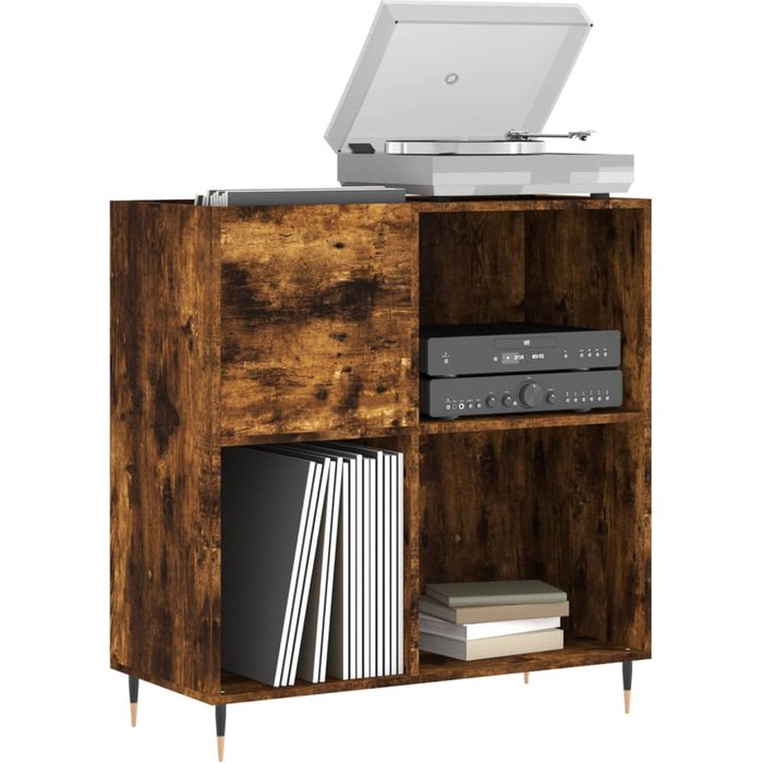 Mueble discos madera contrachapada roble ahumado 84,5x38x89 cm – comfortxl