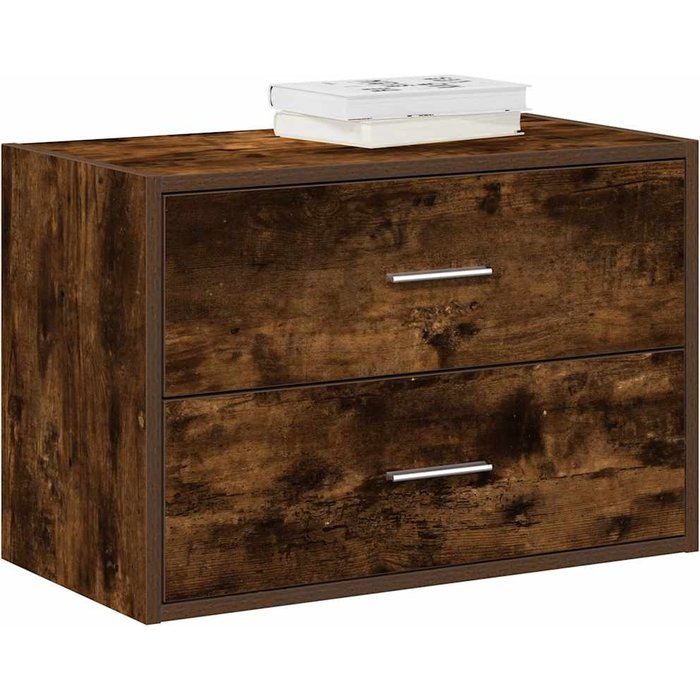 Armario con 2 cajones roble ahumado 60x31x40 cm madera contrachapada