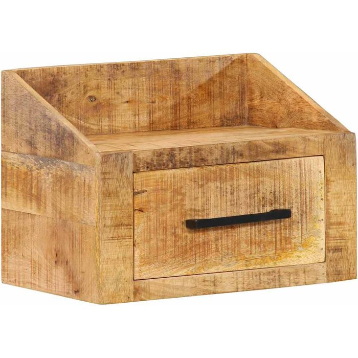 Mesita de noche marrón, 40 x 30 x 30 cm, madera maciza de mango.