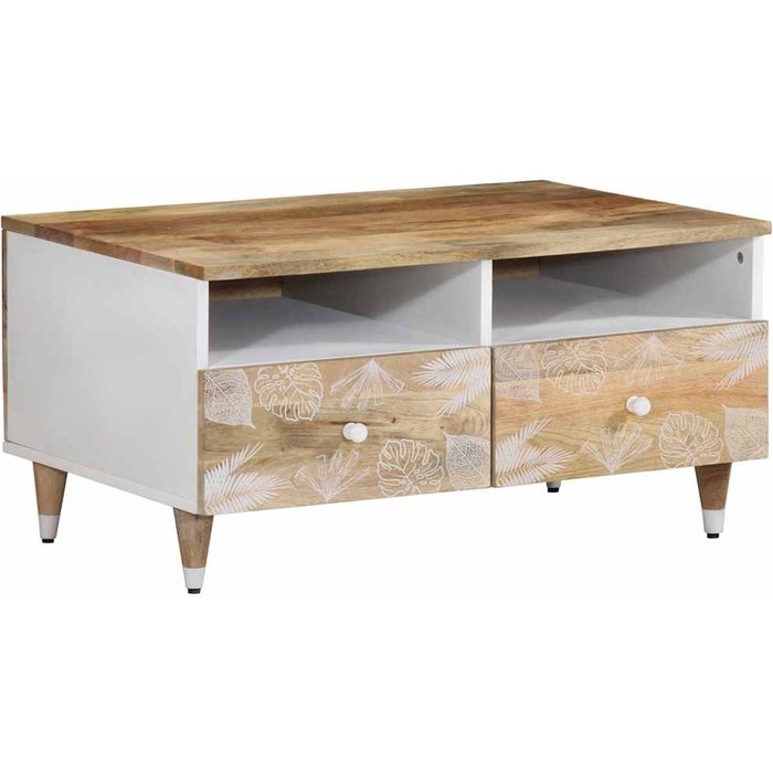 Mesa de centro de madera maciza mango 80x54x40 cm