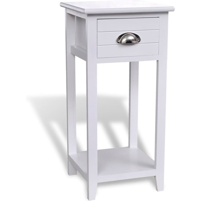 Mesita de noche,mesilla de noche con 1 cajón blanca cfw42896