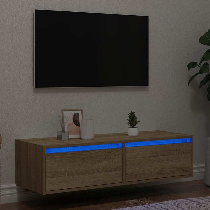 Mueble de tv con luces led roble sonoma 100x35,5x25 cm