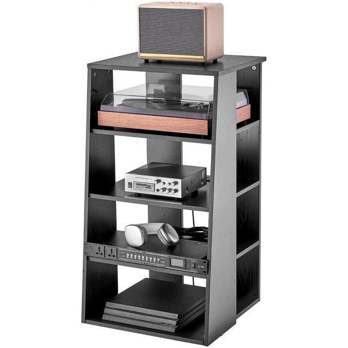 Estante de audio y video de 5 niveles en madera oscura 110lbs tekmaquinas
