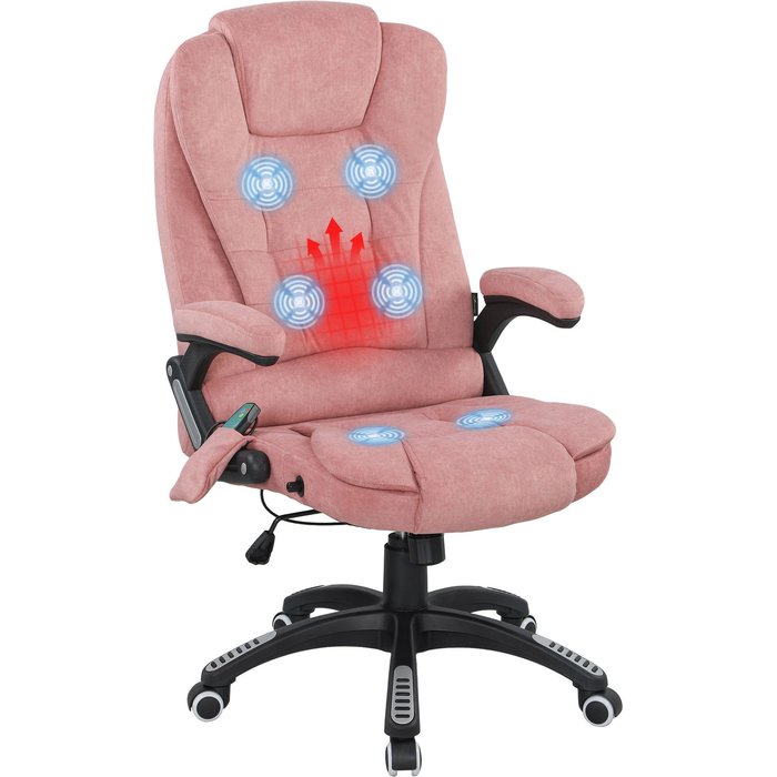 Silla oficina masaje 6 puntos calefacción reclinable 125° rosa 65x71x110-120cm