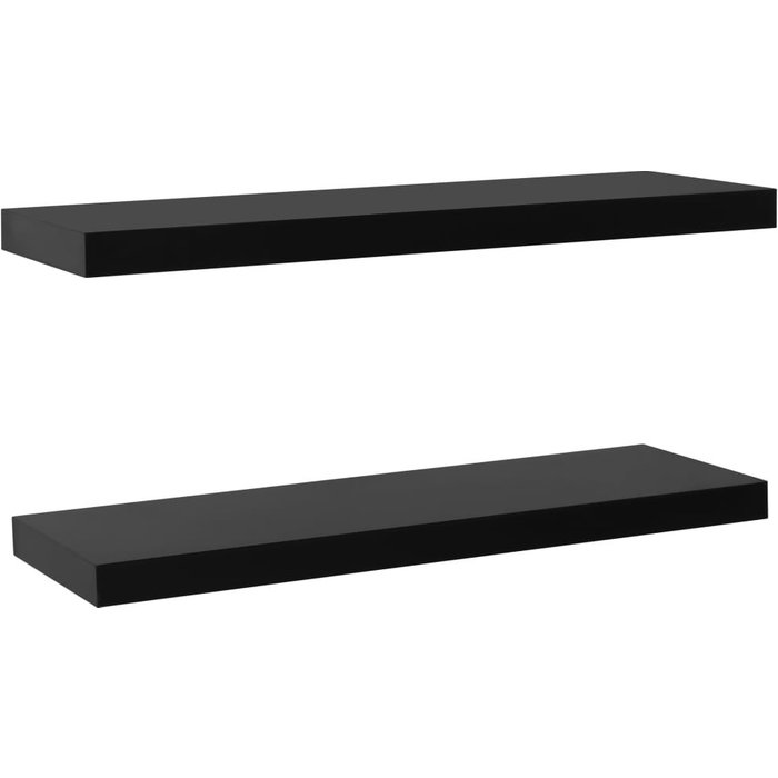 Estantes flotantes de pared 2 unidades negro 100x20x3,8 cm- comfortxl