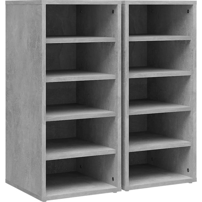 Muebles zapateros 2uds contrachapado gris hormigón 31,5x35x70cm - comfortxl