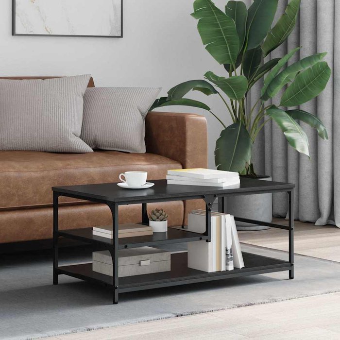 Maison exclusive - mesa de café roble negro 90 x 49 x 40 cm madera contrachapada