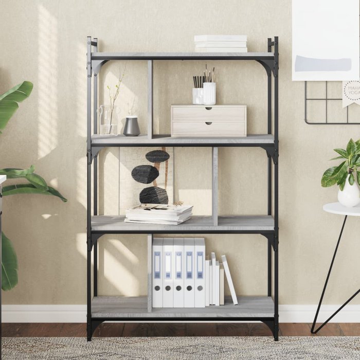 Vidaxl librería 4 estantes madera ingeniería gris sonoma 76x32x123 cm