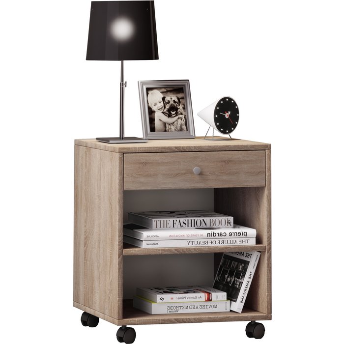 Vcm mesita de noche rolda roble sonoma (sägerau) h 54 x b 45 x t 38 cm