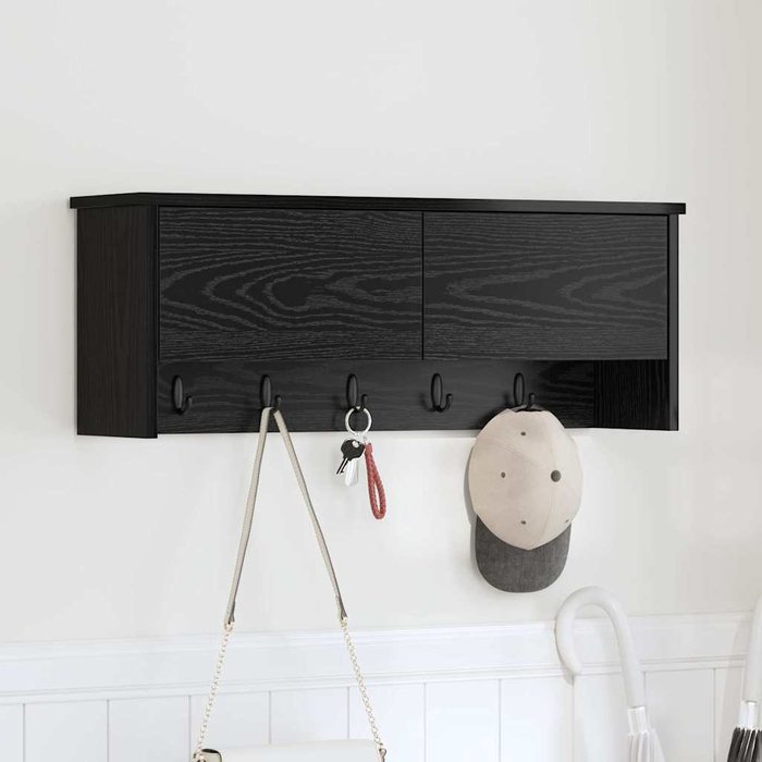 Perchero de pared con estante, roble negro, 80 x 20 x 30 cm