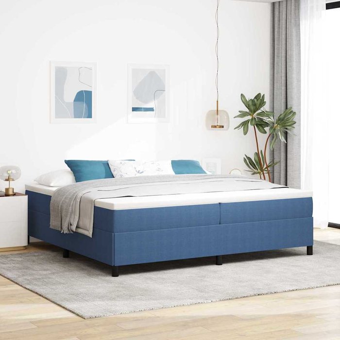 Cama tipo box spring azul 200 x 200 cm tela de pana vidaxl