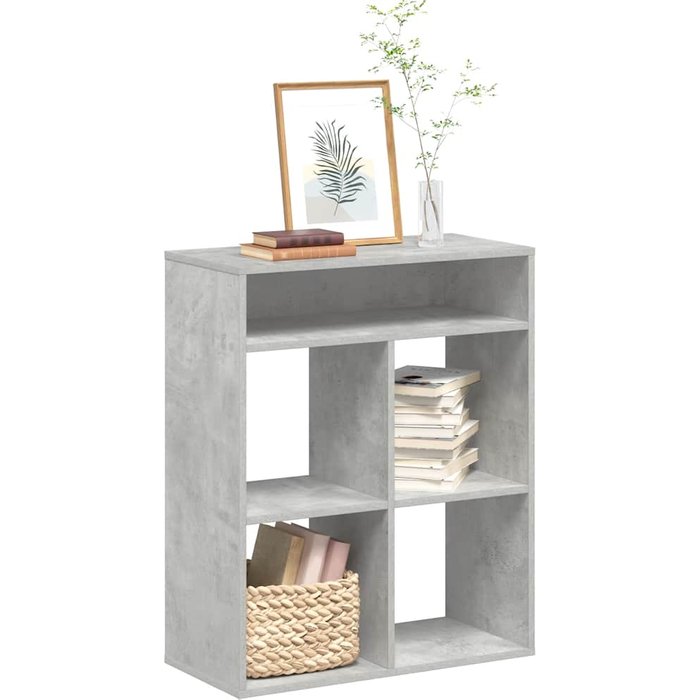 Librería gris hormigón de 66x31x80 cm, madera de ingeniería. - pangivo