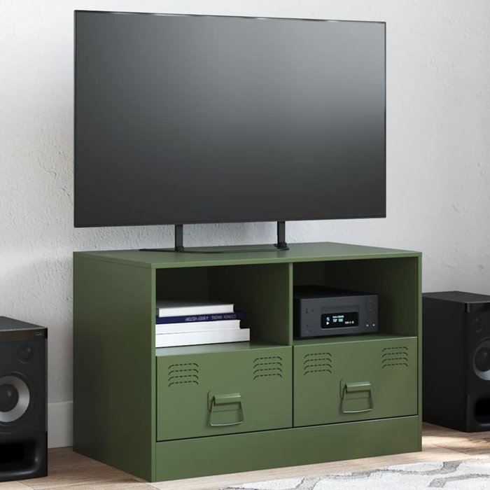 Mueble para tv de acero verde oliva 67x39x44 cm vidaxl
